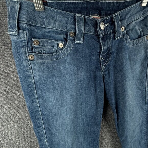 True Religion Blue Jeans Women 31x26 USA Denim Embroidered Urban Adult Ladies - Picture 2 of 13